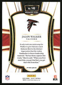 Jalon Walker 2025 Panini Select #146 Black and Red Prizm Shock