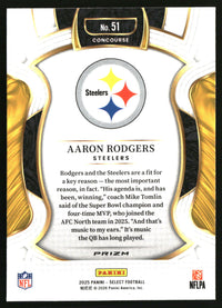 Aaron Rodgers 2025 Panini Select #51 Black and Red Prizm Shock