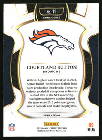 Courtland Sutton 2025 Panini Select #11 Black and Red Prizm Shock