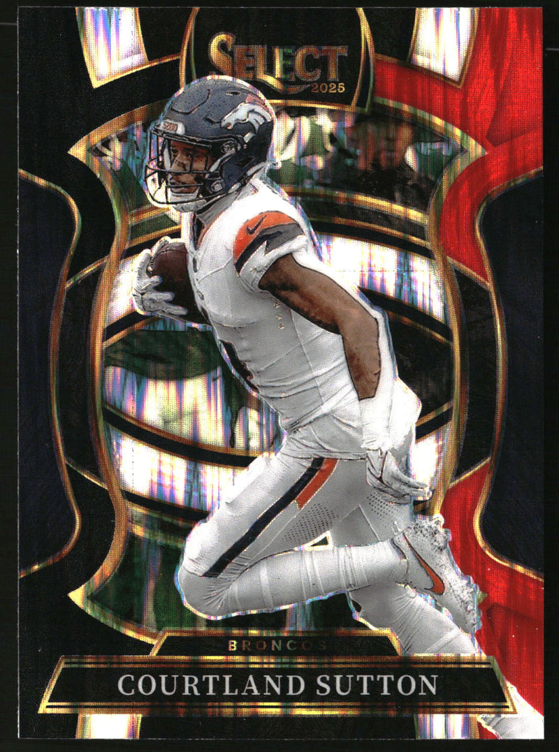 Courtland Sutton 2025 Panini Select #11 Black and Red Prizm Shock