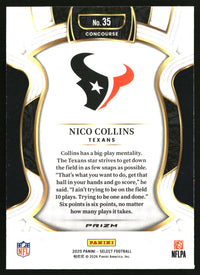 Nico Collins 2025 Panini Select #35 Black and Red Prizm Shock