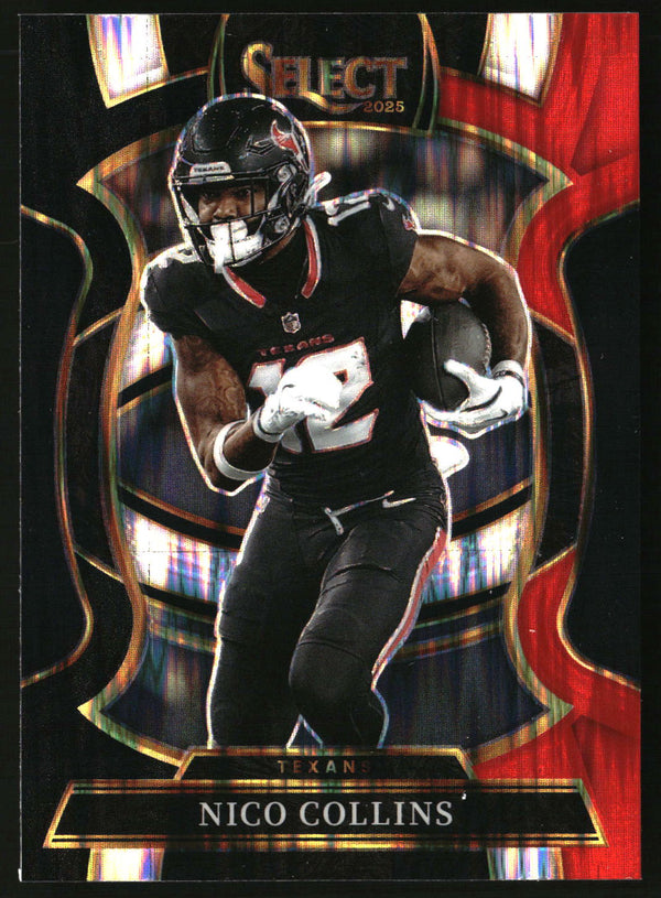 Nico Collins 2025 Panini Select #35 Black and Red Prizm Shock