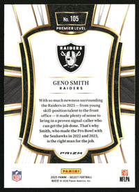 Geno Smith 2025 Panini Select #105 Black and Red Prizm Shock