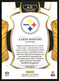 Aaron Rodgers 2025 Panini Select #51 Black and Red Prizm Shock