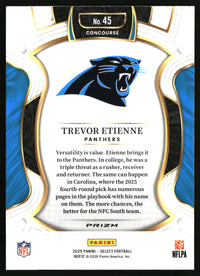 Trevor Etienne 2025 Panini Select #45 Black and Red Prizm Shock