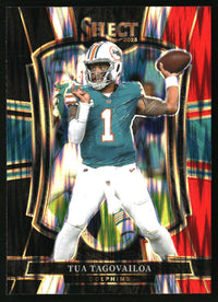 Tua Tagovailoa 2025 Panini Select #181 Black and Red Prizm Shock