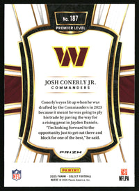 Josh Conerly Jr. 2025 Panini Select #187 Black and Red Prizm Shock