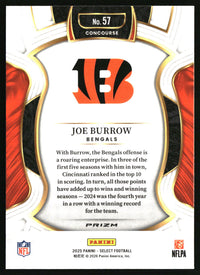 Joe Burrow 2025 Panini Select #57 Black and Red Prizm Shock