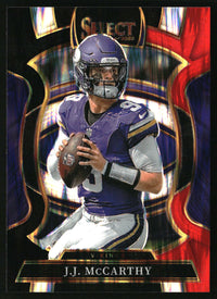 J.J. McCarthy 2025 Panini Select #63 Black and Red Prizm Shock