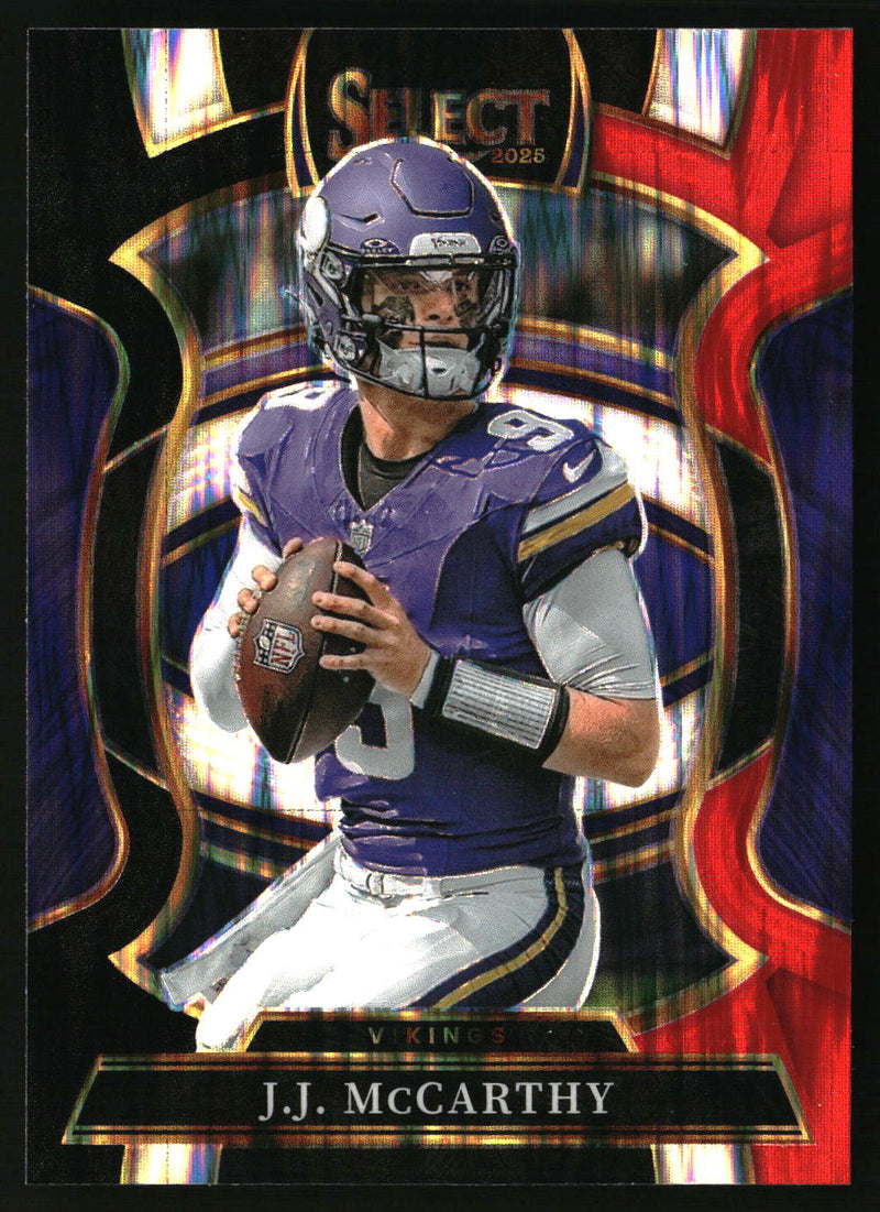 J.J. McCarthy 2025 Panini Select #63 Black and Red Prizm Shock
