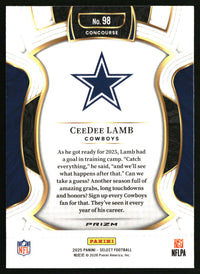 CeeDee Lamb 2025 Panini Select #98 Black and Red Prizm Shock