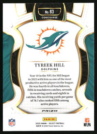 Tyreek Hill 2025 Panini Select #83 Black and Red Prizm Shock