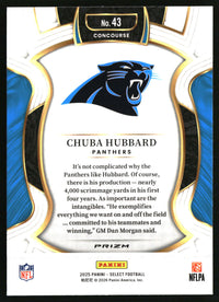 Chuba Hubbard 2025 Panini Select #43 Black and Red Prizm Shock