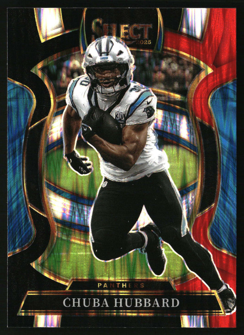 Chuba Hubbard 2025 Panini Select #43 Black and Red Prizm Shock