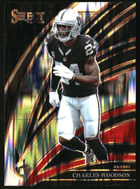 Charles Woodson 2025 Panini Select #250 Black and Red Prizm Shock