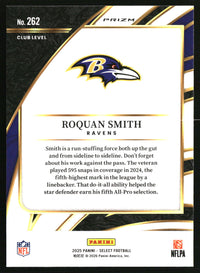Roquan Smith 2025 Panini Select #262 Black and Red Prizm Shock