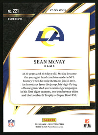 Sean McVay 2025 Panini Select #221 Black and Red Prizm Shock