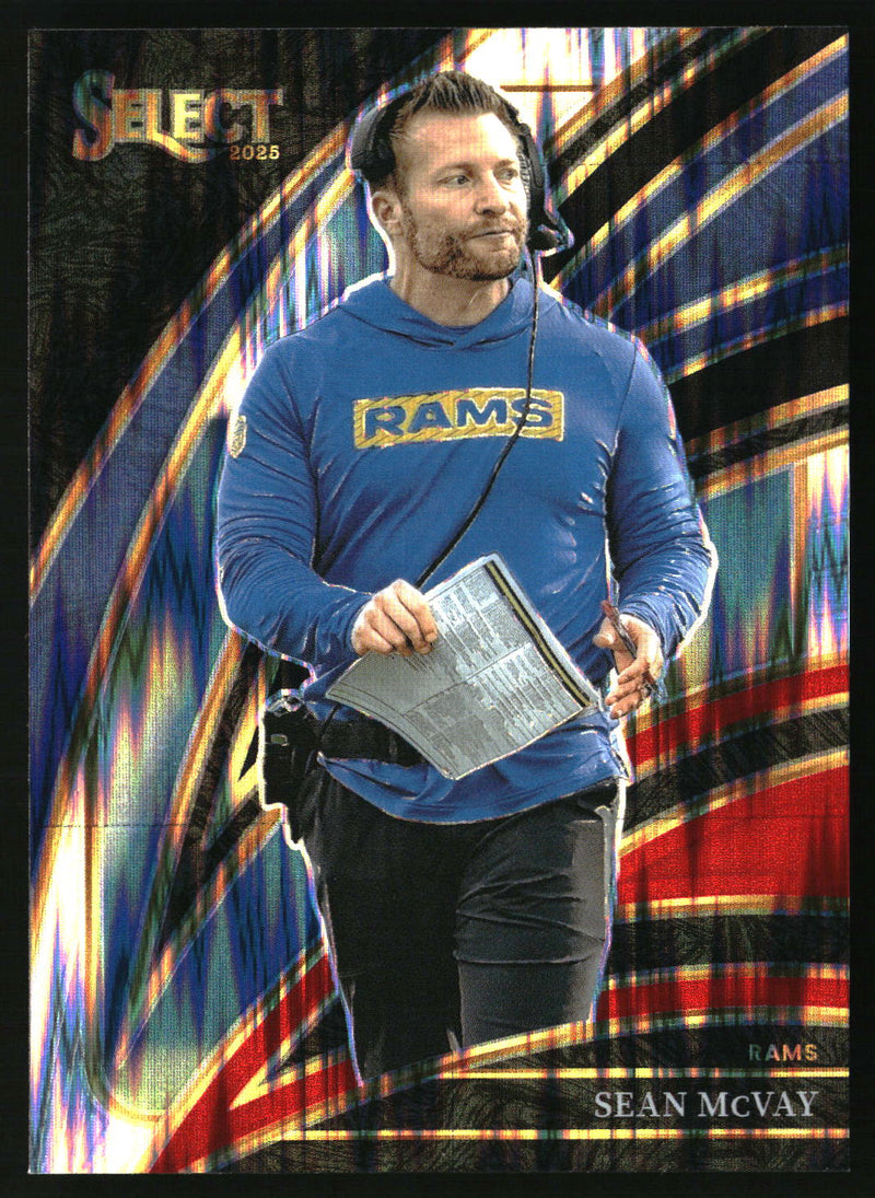 Sean McVay 2025 Panini Select #221 Black and Red Prizm Shock