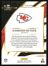 Harrison Butker 2025 Panini Select #209 Black and Red Prizm Shock