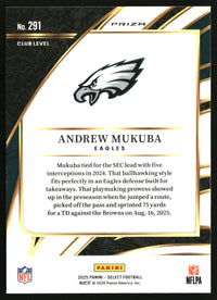 Andrew Mukuba 2025 Panini Select #291 Black and Red Prizm Shock
