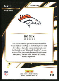 Bo Nix 2025 Panini Select #211 Green and Yellow Prizm Shock
