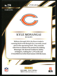 Kyle Monangai 2025 Panini Select #274 Green and Yellow Prizm Shock