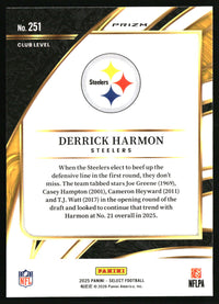 Derrick Harmon 2025 Panini Select #251 Black and Red Prizm Shock Rookie