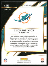 Chop Robinson 2025 Panini Select #283 Green and Yellow Prizm Shock