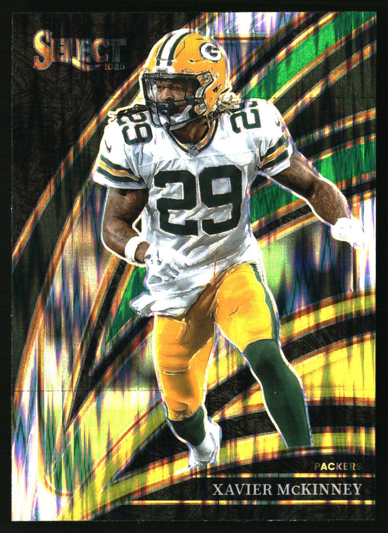 Xavier McKinney 2025 Panini Select #266 Green and Yellow Prizm Shock