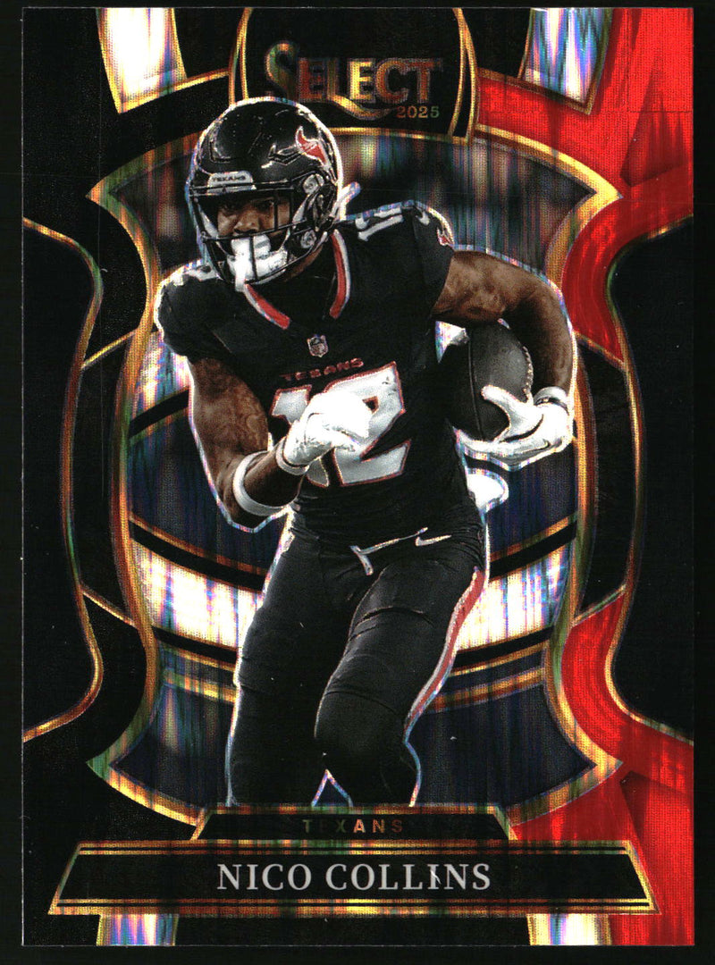 Nico Collins 2025 Panini Select #35 Black and Red Prizm Shock