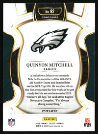 Quinyon Mitchell 2025 Panini Select #92 Black and Red Prizm Shock