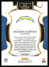Omarion Hampton 2025 Panini Select #2 Black and Red Prizm Shock Rookie