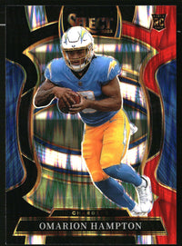 Omarion Hampton 2025 Panini Select #2 Black and Red Prizm Shock Rookie