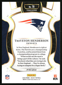 TreVeyon Henderson 2025 Panini Select #78 Black and Red Prizm Shock Rookie