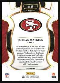 Jordan Watkins 2025 Panini Select #18 Black and Red Prizm Shock Rookie