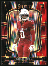 Will Johnson 2025 Panini Select #122 Black and Red Prizm Shock Rookie