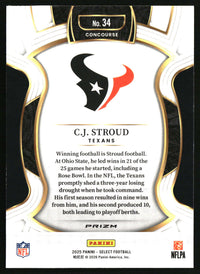 C.J. Stroud 2025 Panini Select #34 Black and Red Prizm Shock