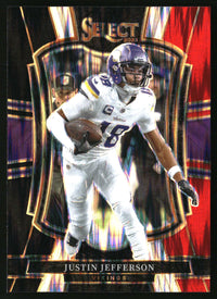 Justin Jefferson 2025 Panini Select #163 Black and Red Prizm Shock