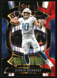 Justin Herbert 2025 Panini Select #1 Black and Red Prizm Shock