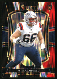 Will Campbell 2025 Panini Select #179 Black and Red Prizm Shock Rookie