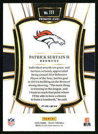 Patrick Surtain II 2025 Panini Select #111 Black and Red Prizm Shock