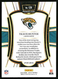 Travis Hunter 2025 Panini Select #128 Black and Red Prizm Shock Rookie
