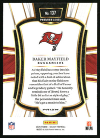 Baker Mayfield 2025 Panini Select #137 Black and Red Prizm Shock