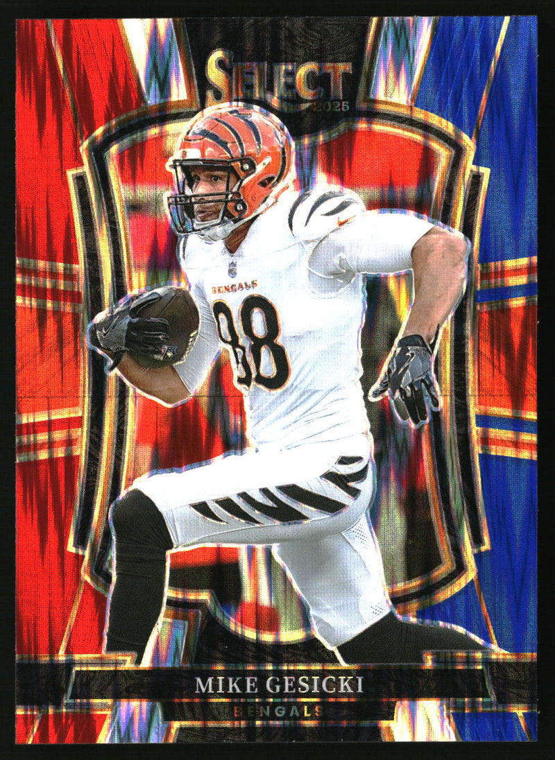 Mike Gesicki 2025 Panini Select #159 Red and Blue Prizm Shock