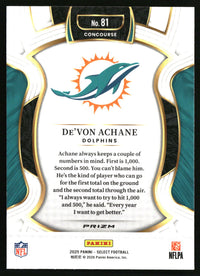 De'Von Achane 2025 Panini Select #81 Red and Blue Prizm Shock