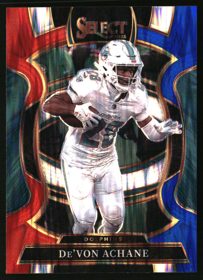De'Von Achane 2025 Panini Select #81 Red and Blue Prizm Shock