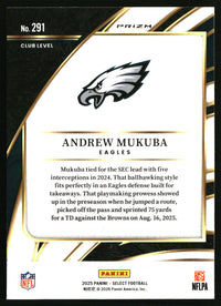 Andrew Mukuba 2025 Panini Select #291 Red and Blue Prizm Shock