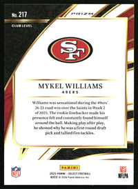 Mykel Williams 2025 Panini Select #217 Black and Red Prizm Shock