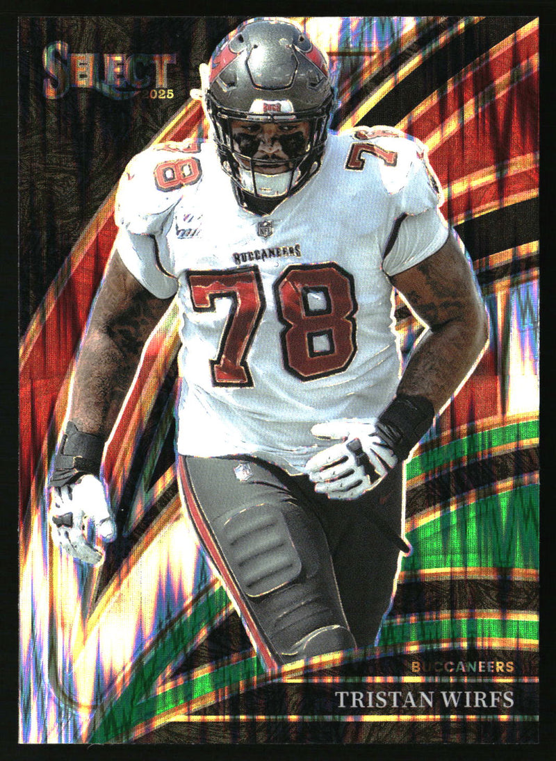 Tristan Wirfs 2025 Panini Select #238 Black and Green Prizm Shock