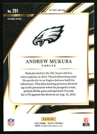 Andrew Mukuba 2025 Panini Select #291 Black and Red Prizm Shock
